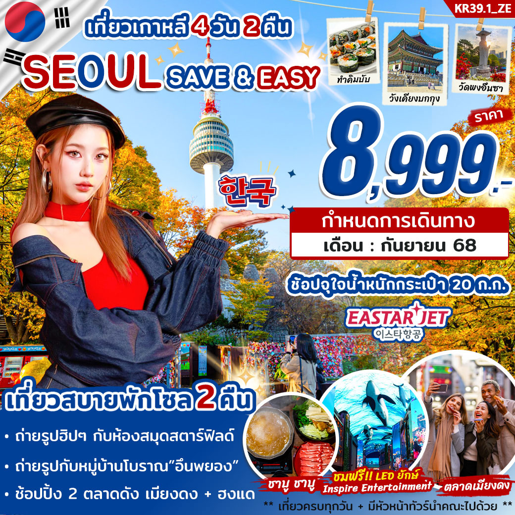 ทัวร์เกาหลี SEOUL SAVE & EASY 4วัน 2คืน (ZE)