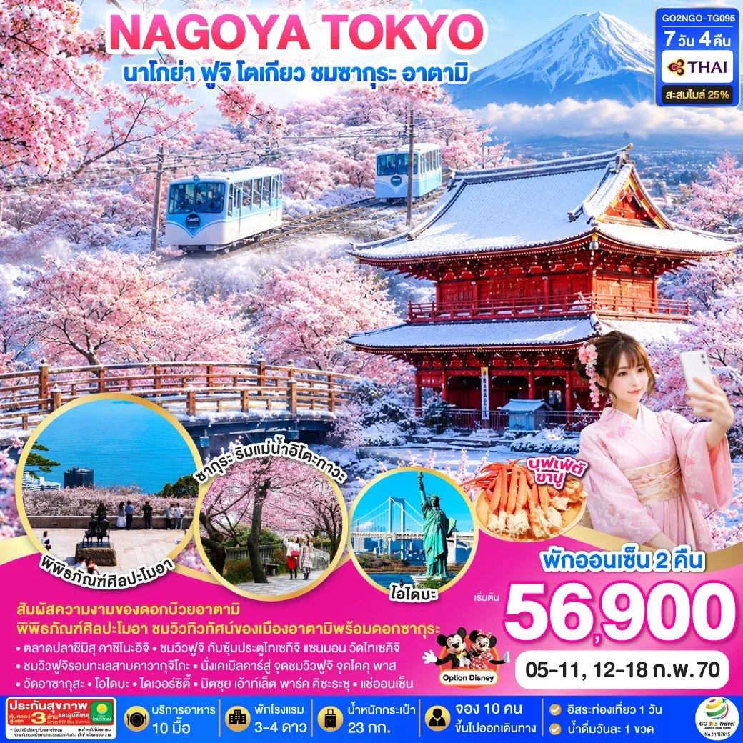 ทัวร์ญี่ปุ่น WINTER TOKYO FUJI SAKURA ATAMI 7วัน 4คืน  [TG]